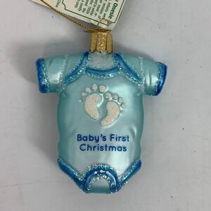 Old World Christmas Blue‎ Baby's First Christmas Onesie Ornament